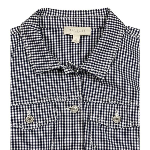 Talbots Lightweight Gingham Jacket Navy White Small - Picture 4 of 11